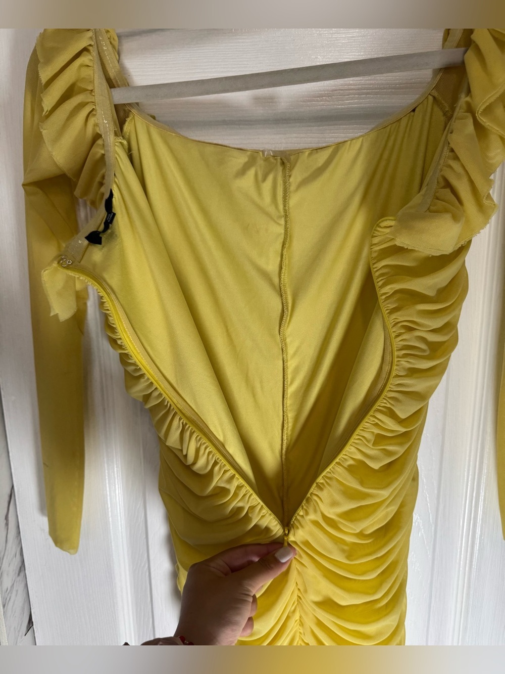 Majorelle Gentille Lemon Yellow off-the-shoulder Ruched Mini Dress Women’s XS - Picture 12 of 16
